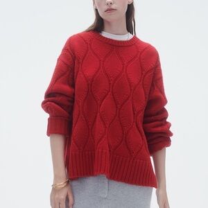 Guest in Residence Wavy Cozy Cashmere Crew in True Red